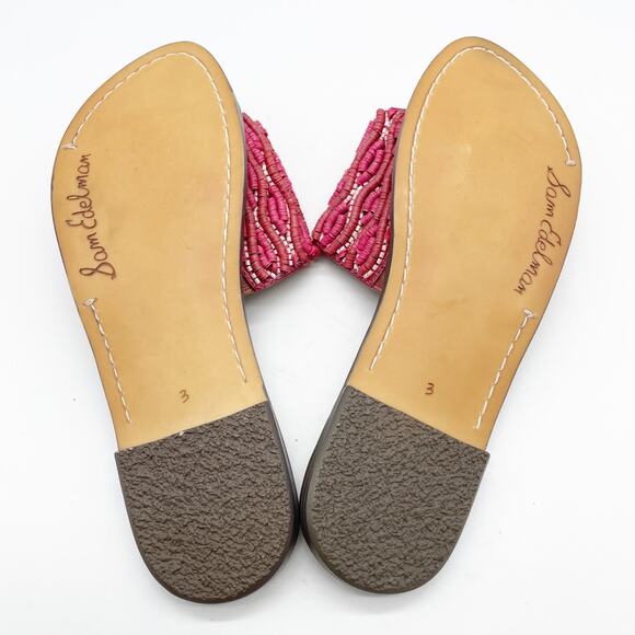 Sam Edelman Gunner Mini Girls Sandal Pink Brown Beaded Detail Size 3 - Picture 8 of 8